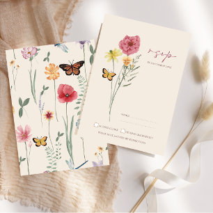 Rosa Gult Wildblomma Whimsical Bröllop OSA Kort