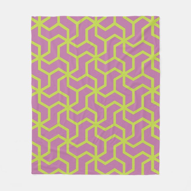 Rosa Gult ZigZag Lattice Retro Geometric Mönster Fleecefilt (Framsidan)