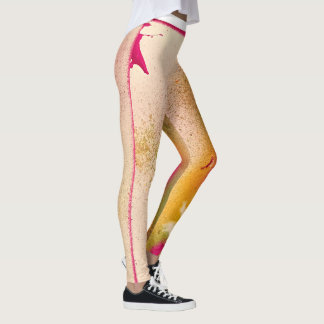 Rosa- & gultfjäderdamasker leggings