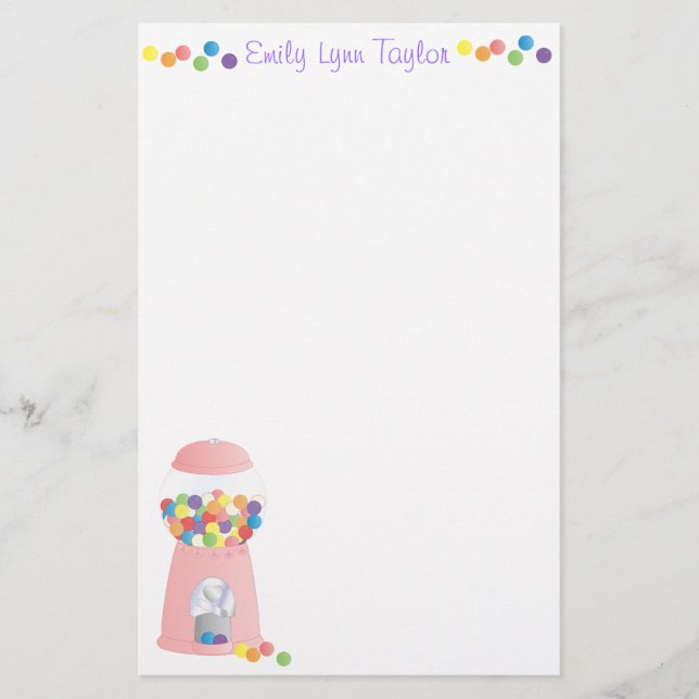 Rosa Gumball Maskin Brevpapper (Framsida)