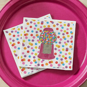 Rosa Gumball Maskin Candy Bubble Gum Birthday Pappersservett