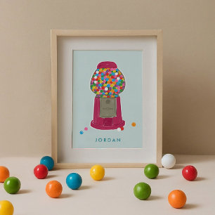 Rosa Gumball Maskin Candy Bubble Gum Personlig Poster
