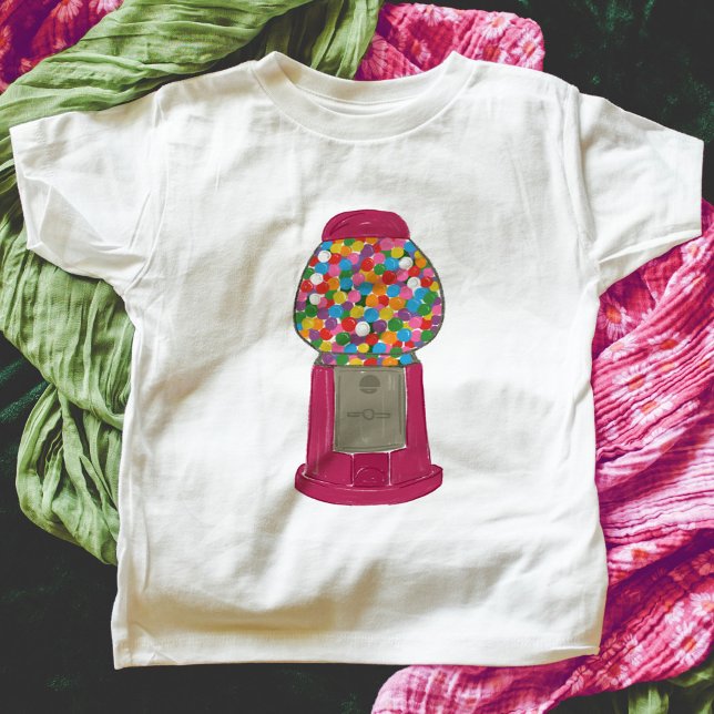 Rosa Gumball Maskin Candy Bubble Gum T-Shirt (Pink gumball candy machine kids t-shirt.)