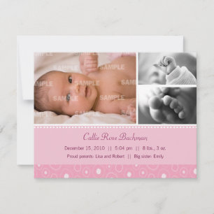 Rosa Gumdros Baby Birth Meddelande