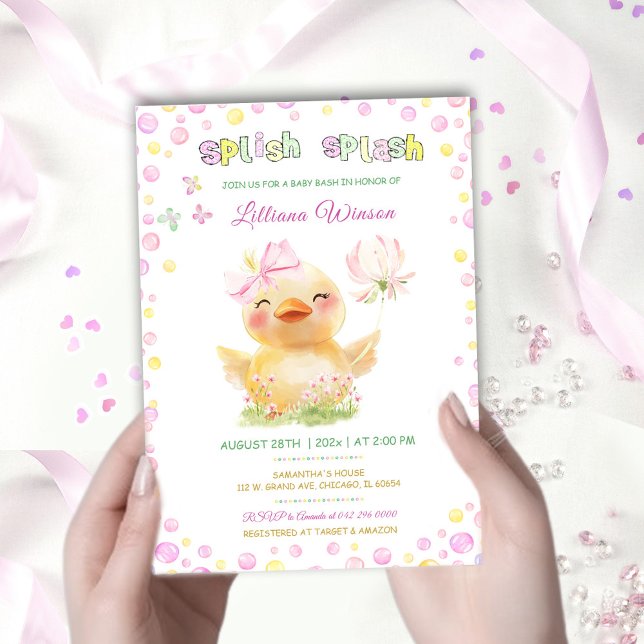 Rosa gummiankunge Baby Shower-mall Inbjudningar (Skapare uppladdad)