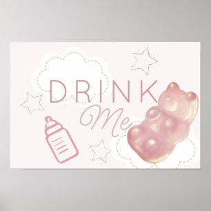 Rosa Gummibär Moln Stjärna Drick Mig Poster