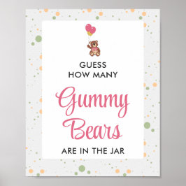 Rosa Gummy Bear Guessing Game Girl Baby Shower Poster