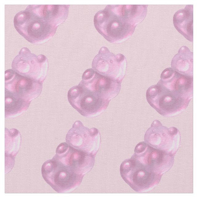 Rosa Gummy Bear Mönster Tyg (Närbild)