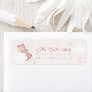 Rosa Gummy Bear Star & Cloud Returadress Etikett