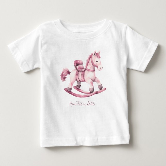Rosa gunghäst baby t-shirt (Framsida)