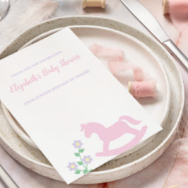 Rosa gunghäst tjej baby shower tack kort