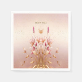 Rosa gyllene blad Blommiga servetter