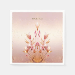 Rosa gyllene blad Blommiga servetter