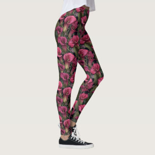 Rosa Gym Calla liljor Blommor Gåvor Till Flickvän Leggings