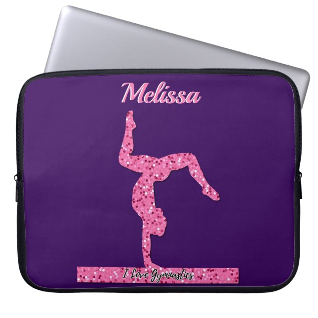 Rosa Gymnastics Girl Gnistra Balance Beam Laptop Fodral (Framsidan)