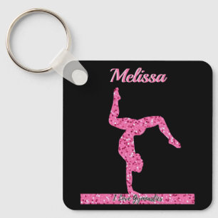 Rosa Gymnastics Girl Gnistra Balance Beam Nyckelring