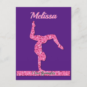 Rosa Gymnastics Girl Gnistra Balance Beam Vykort