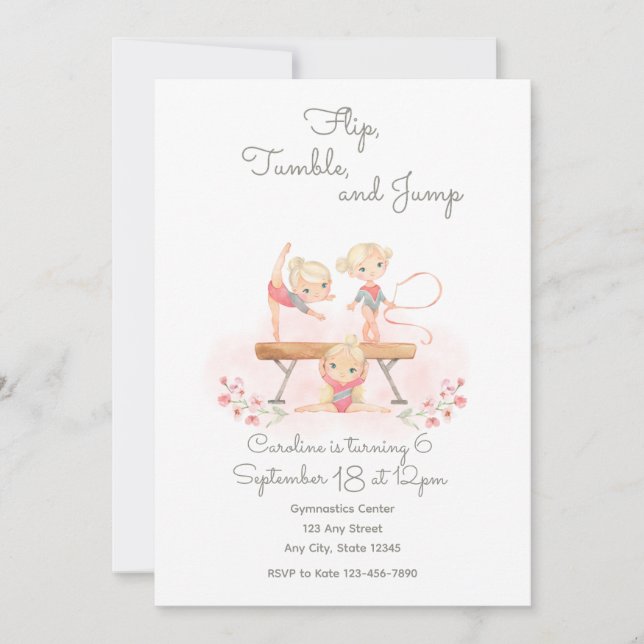 Rosa Gymnastics-inbjudan Inbjudningar (Framsida)