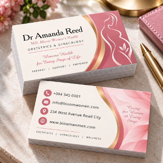 Rosa gynekolog och obstetrik visitkort