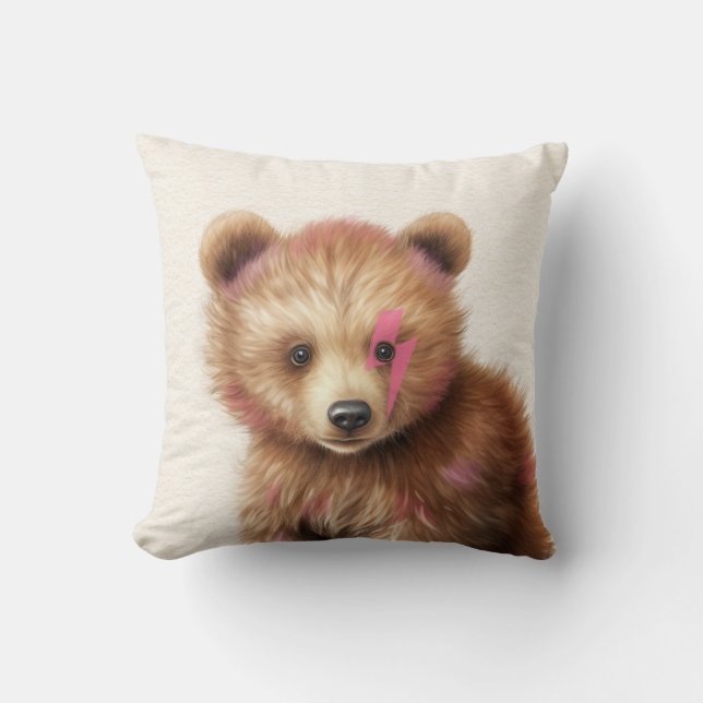 Rosa Hair Bear Nursery Kudde (Framsida)
