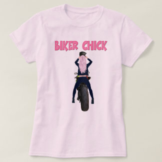 Rosa Hair Biker Chick Motorcykel T-Shirt