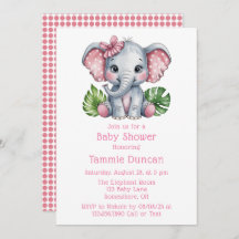 Rosa Hair Bow Cute Elephant Baby Shower