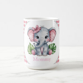 Rosa Hair Bow Cute Elephant Baby Shower Mamma Kaffemugg