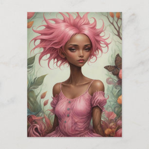 Rosa Hair Goddess Vykort