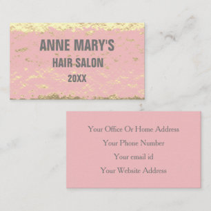 Rosa Hair Salon Guld Glitter Mönster Girly Visitkort