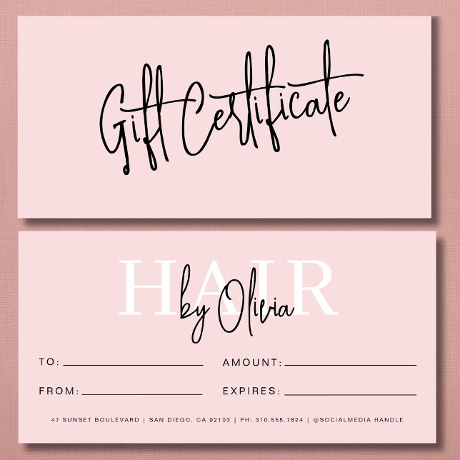  Rosa Hair Salon Logotyp Gift-certifikat (Skapare uppladdad)