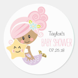 Rosa Hair Sjöjungfru Baby Shower Stickers Mörk Ski Runt Klistermärke
