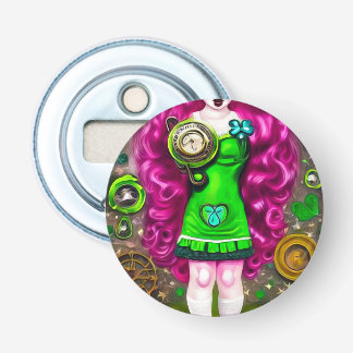 Rosa Hair St. Patrick's Day Doll Flasköppnare