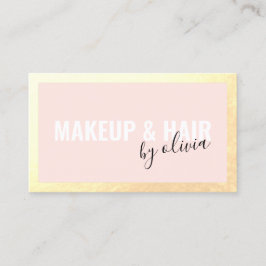 Rosa Hair Stylist och Makeup Artist Guld Ram Bu Visitkort