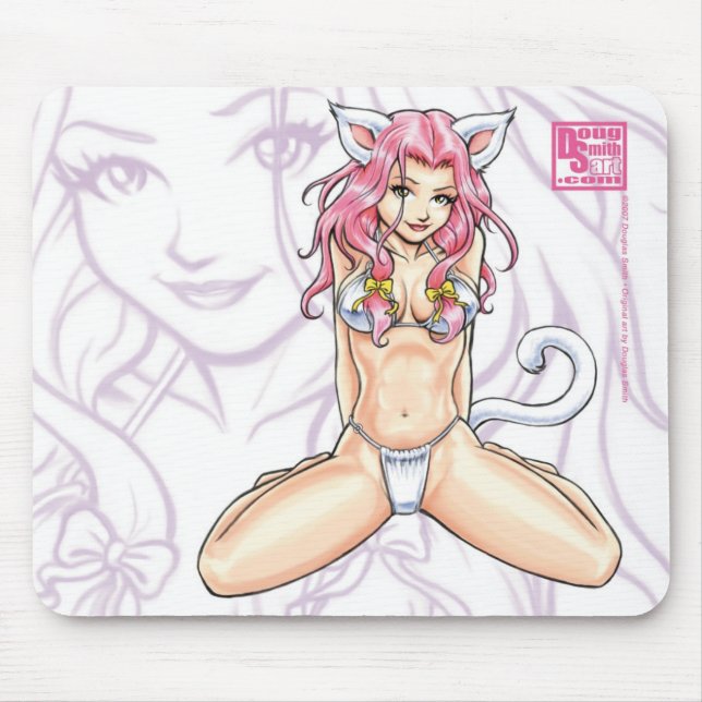 Rosa Haired Catgirl Mousepad Musmatta (Framsidan)