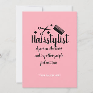Rosa Hairstylist Quote Funny Hairdresser Stars Julkort