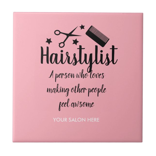 Rosa Hairstylist Quote Funny Hairdresser Stars Kakelplatta (Framsidan)
