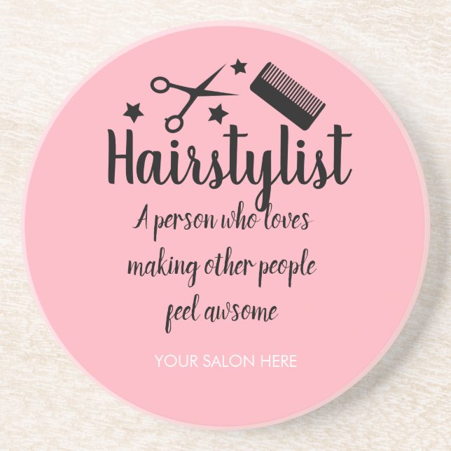 Rosa Hairstylist Quote Funny Hairdresser Stars Underlägg (Framsidan)