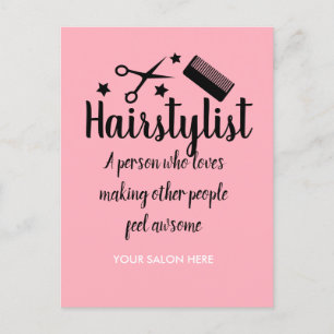 Rosa Hairstylist Quote Funny Hairdresser Stars Vykort
