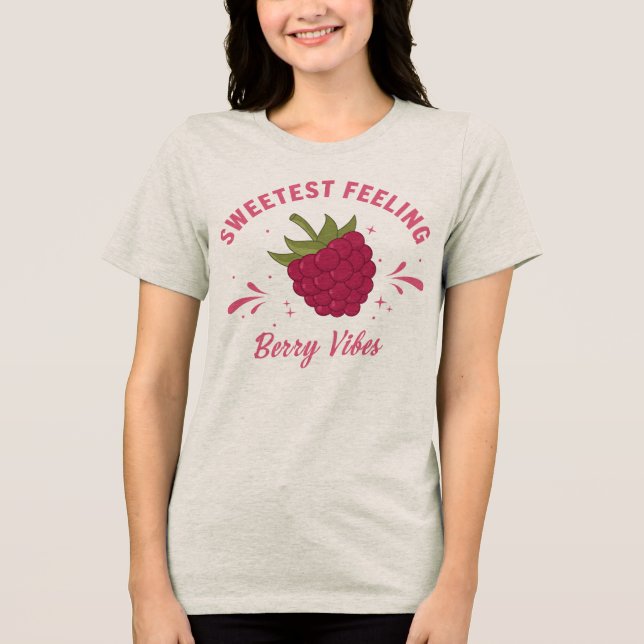 Rosa hallon sommar frukt vibbar — Dam T-shirt (Framsida)