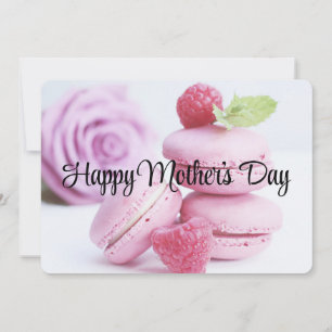 Rosa hallonmacaron mors dag julkort