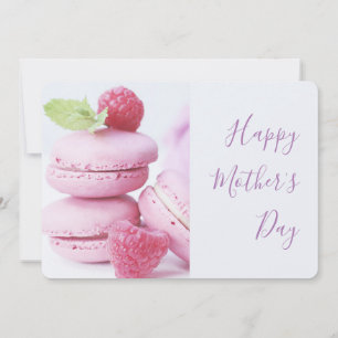 Rosa hallonmacaroner Mors dag Julkort