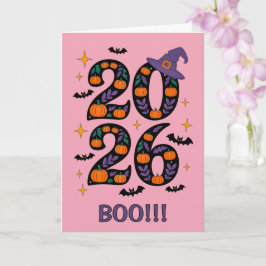 Rosa Halloween 2026 Pumpa Häxa Hatt Kuslig Kort