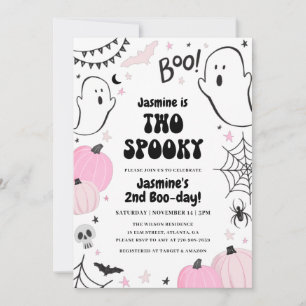Rosa Halloween 2:a födelsedagsinbjudan Inbjudningar