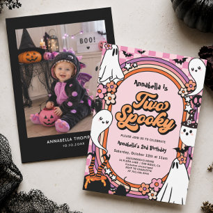 Rosa Halloween 2-års födelsedagsfest för tjej Inbjudningar