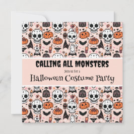 Rosa Halloween Anpassad Födelsedagsfest Inbjudningar