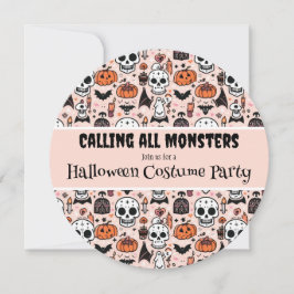 Rosa Halloween Anpassningsbar Haunted House Party Inbjudningar