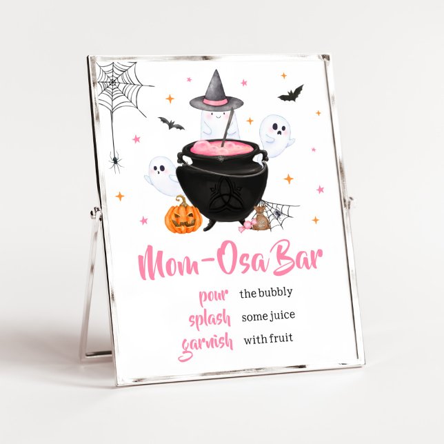 Rosa Halloween Baby andas Mamma Osa Pub Poster (Baby is Brewing Baby Shower Mom Osa Bar Sign)