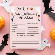 Rosa Halloween Baby Shower Baby Förutsägelsekort