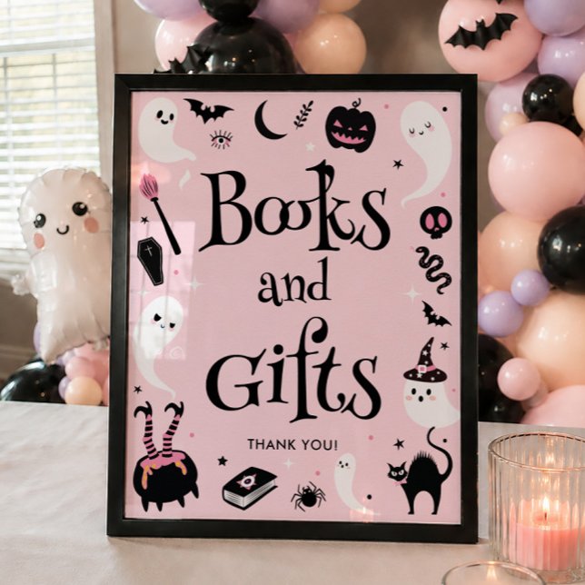 Rosa Halloween Baby Shower Böcker och Gåvor Poster (Skapare uppladdad)
