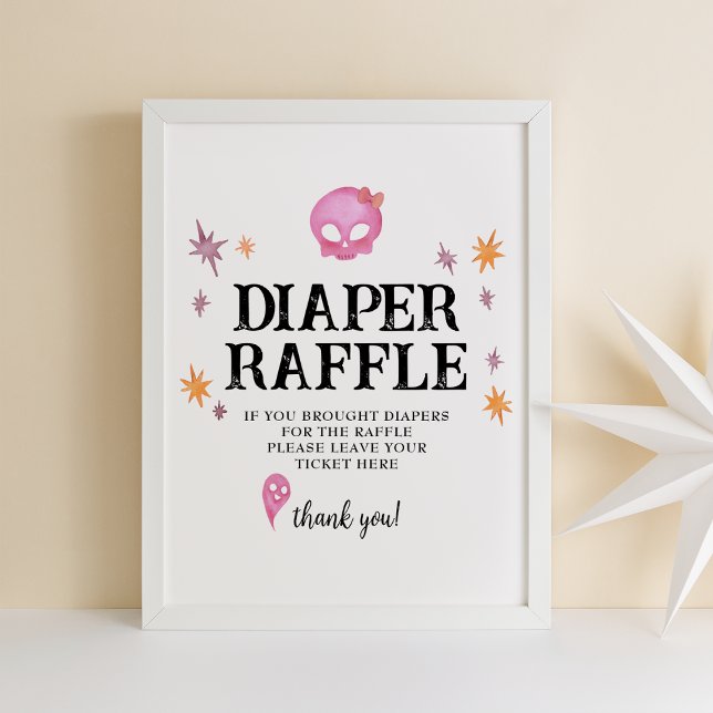 Rosa Halloween Baby Shower Diaper Raffle Sign Poster (Skapare uppladdad)
